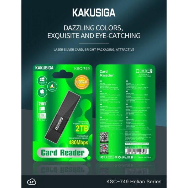 KAKU KSC-749 HELIAN Card Reader 2in1 SD + MicroSD (USB2.0) Up To 2TB - Image 2