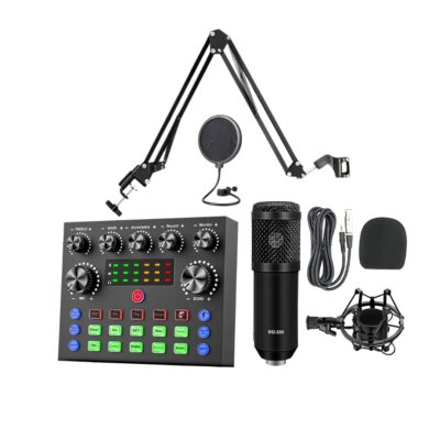 Professional Condenser Microphone with V8S Sound Card