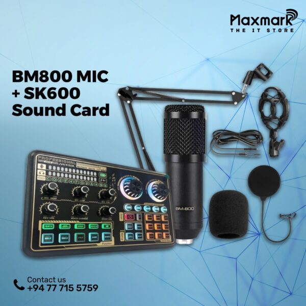 Professional Condenser Microphone with SK600 Sound Card