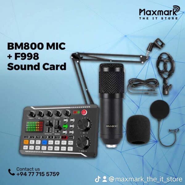 Professional Condenser Microphone with F998 Sound Card