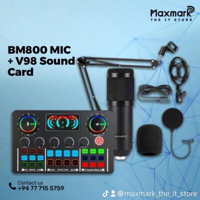 Professional Condenser Microphone with V98 Sound Card